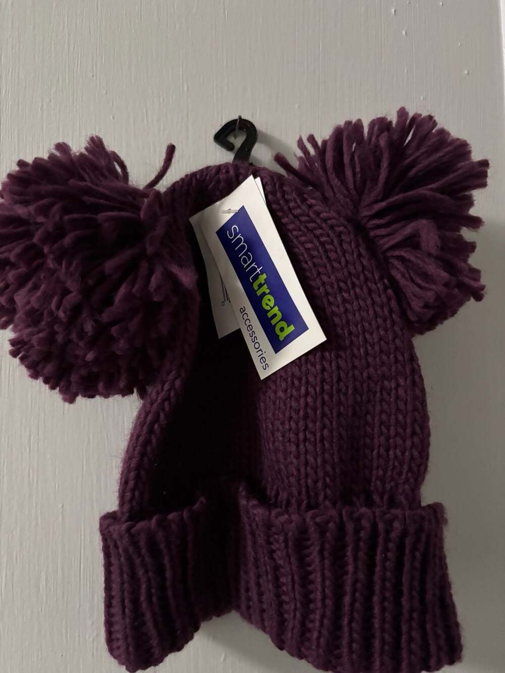 Smarttrend Accessories Purple Double Pom Pom Knit Beanie